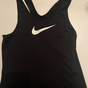 Nike Black Fitted Tank Top with White Swoosh